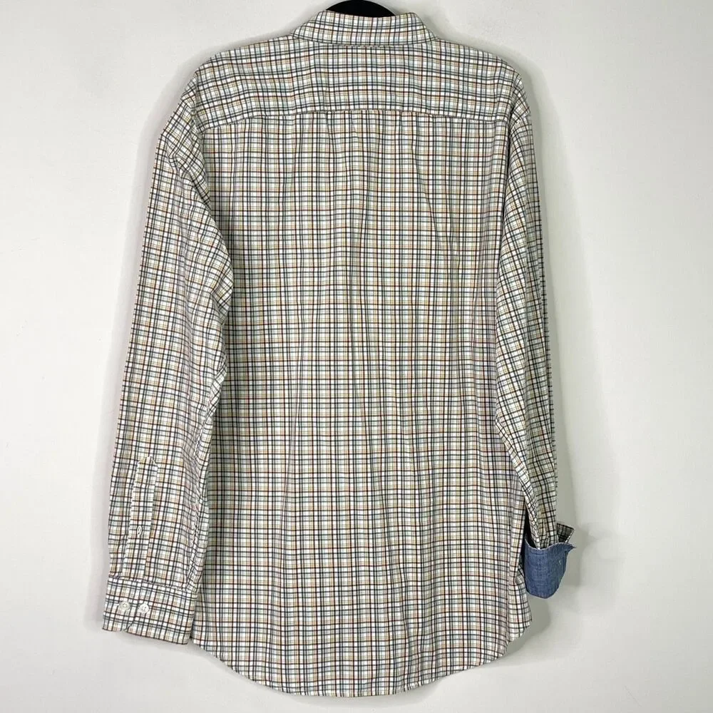 Banana Republic Stretch Slim Fit Soft Wash Plaid Shirt Men's Size Large
